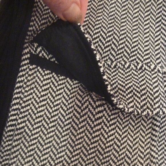 Lauren Women M Herringbone Black White Sweater Cardigan Zip Ribbed Colorblock - Picture 5 of 16